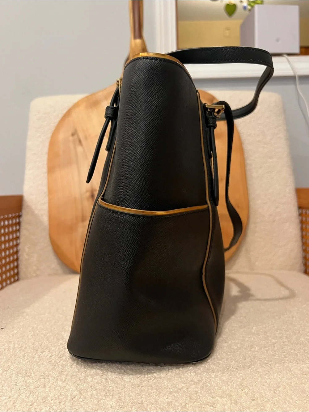 Michael Kors Black Tote with Gold Accents